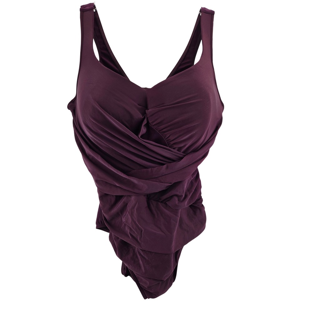 Miraclesuit Shiraz Purple Draped Underwire One Piece Swimsuit C664170W Women 24W